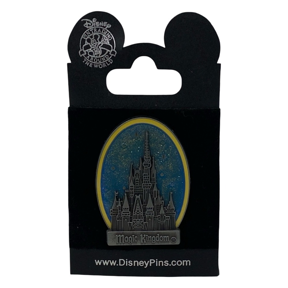 Disney Cinderella Castle Magic Kingdom Pin Trading Around the World Blue Glitter